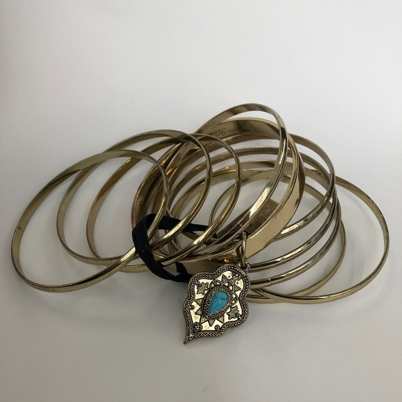 Lets Get Lost Turquoise Bangle Set - Picture 2 of 2